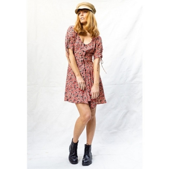 Free People Dress Fall Floral Print Large NWT - Picture 2 of 6